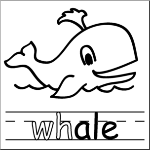Clip Art: Basic Words: -ale Phonics: Whale B&W