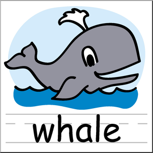 Clip Art: Basic Words: Whale Color Labeled