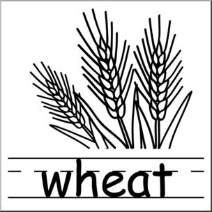 Clip Art: Basic Words: Wheat B&W Labeled