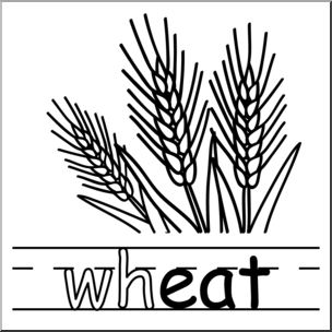 Clip Art: Basic Words: -eat Phonics: Wheat B&W