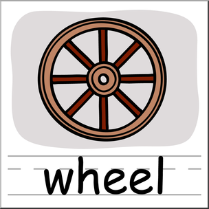Clip Art: Basic Words: Wheel Color Labeled