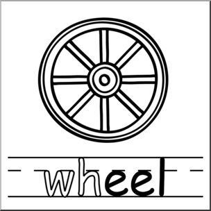 Clip Art: Basic Words: -eel Phonics: Wheel B&W