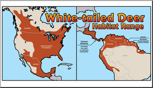 Clip Art: Habitat Map: White-tailed Deer Color