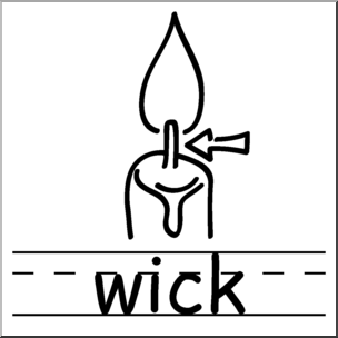 Clip Art: Basic Words: Wick B&W Labeled
