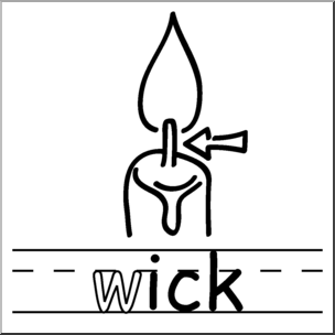 Clip Art: Basic Words: -ick Phonics: Wick B&W