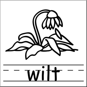 Clip Art: Basic Words: Wilt B&W Labeled