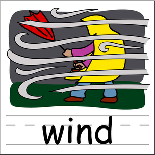 Clip Art: Basic Words: Wind 1 Color Labeled