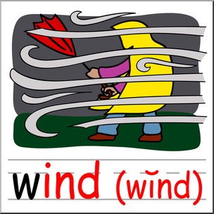 Clip Art: Basic Words: -ind Phonics: Wind 1 Color