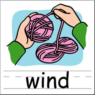 Clip Art: Basic Words: Wind 2 Color Labeled