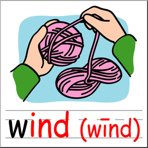 Clip Art: Basic Words: -ind Phonics: Wind 2 Color