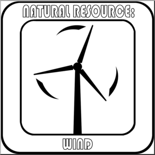Clip Art: Natural Resources: Wind B&W Labeled