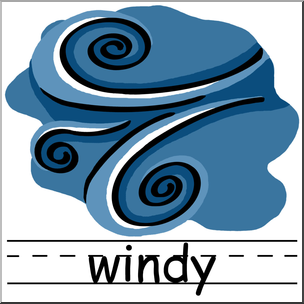 Clip Art: Weather Icons: Windy Color Labeled
