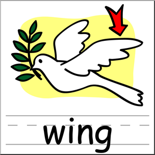 Clip Art: Basic Words: Wing Color Labeled
