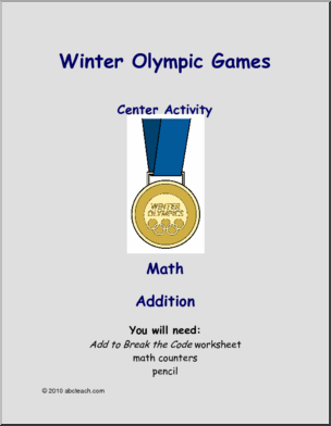 Learning Center: Winter Olympics Math Code Addition