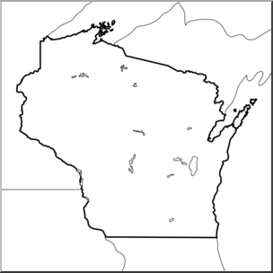 Clip Art: US State Maps: Wisconsin B&W