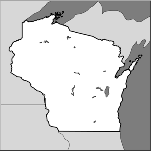 Clip Art: US State Maps: Wisconsin Grayscale