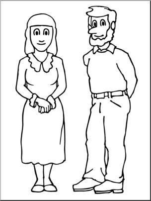 Clip Art: People: Woman and Man B&W