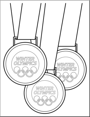 Clip Art: Winter Olympics Medals B&W