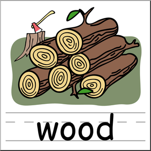 Clip Art: Basic Words: Wood Color Labeled