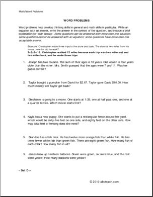 Set D (elem/upper elem) Word Problems