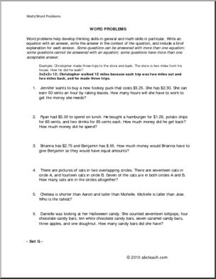 Set G (elem/upper elem) Word Problems