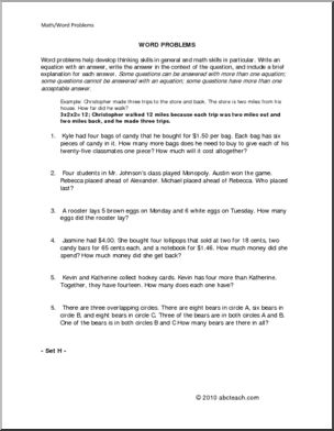 Set H (elem/upper elem) Word Problems