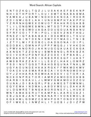 Word Search: African Capitals