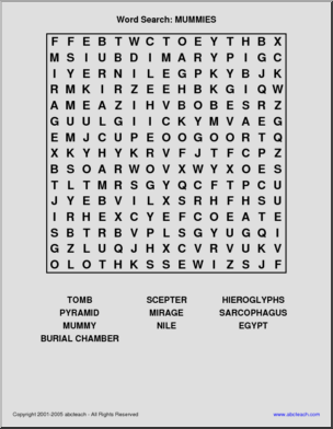 Mummies in the Morning (elementary) Word Search