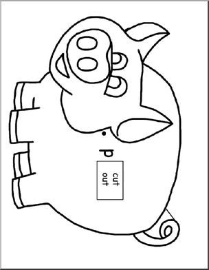 Pig Shape (letter P)’ Word Wheels