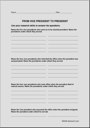 Worksheet: From Vice President to President