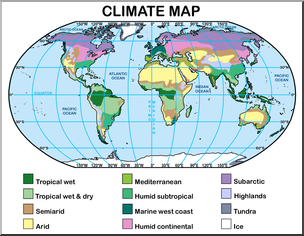 Clip Art: World Climate Map Color