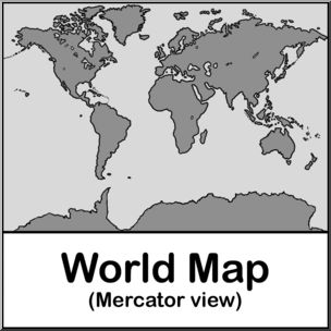 Clip Art: World Map 01 Grayscale Blank
