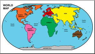 Clip Art: World Map 02 Color Labeled