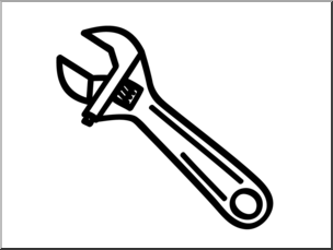 Clip Art: Basic Words: Wrench B&W Unlabeled