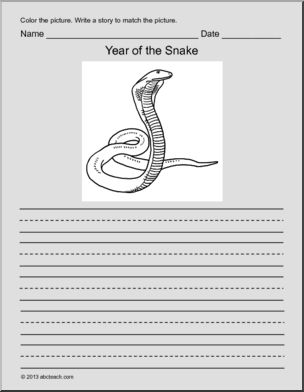 Color and Write: Chinese Year of the Snake (prim)