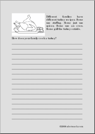 How Does Your Family Cook Turkey (upper elem) Writing Prompt