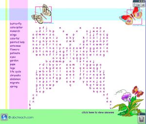 Interactive: Flipchart: Word Search: Butterfly