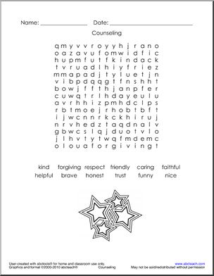 Counseling: Word Search (elem) (easy)