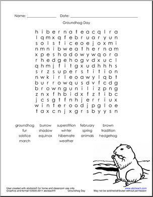 Word Search: Groundhog Day