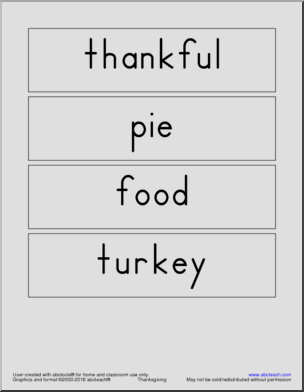 Word Wall: Thanksgiving Vocabulary