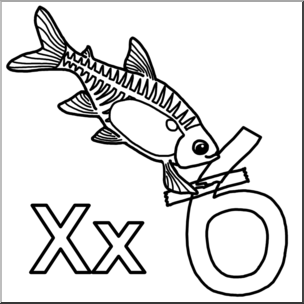 Clip Art: Alphabet Animals: X – X-ray Fish FiXes a SiX (B&W)