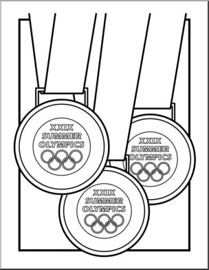 Clip Art: XXIX Summer Olympics Medals B&W