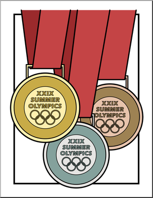 Clip Art: XXIX Summer Olympics Medals color