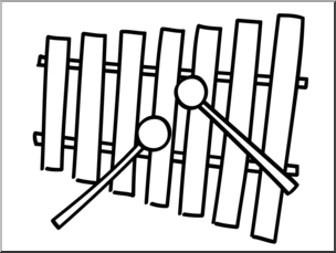 Clip Art: Basic Words: Xylophone B&W Unlabeled