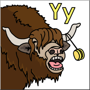 Clip Art: Alphabet Animals: Y – Yak Yawns at a Yo-Yo Color