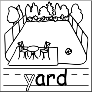 Clip Art: Basic Words: -ard Phonics: Yard B&W