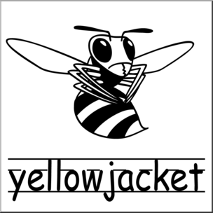 Clip Art: Basic Words: Yellowjacket B&W (poster)