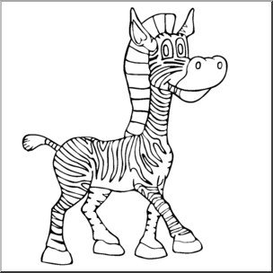 Clip Art: Cartoon Zebra B&W