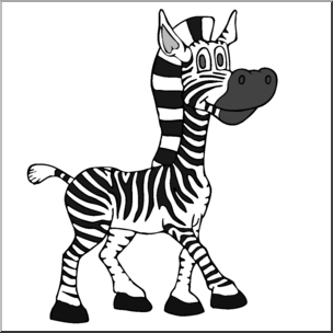 Clip Art: Cartoon Zebra Grayscale