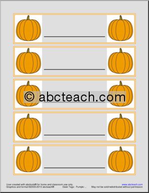 Desk Tags: Pumpkin Theme (single line)